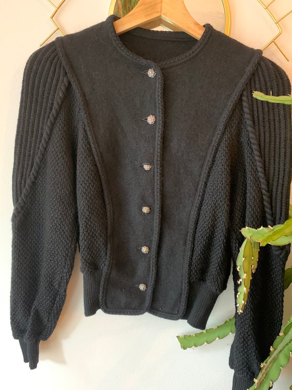 Vintage black wool cardigan