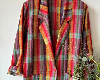 Vintage 1980s Tartan Rainbow blazer