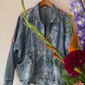 Vintage 80s Denim oversized Studs statement Jacket