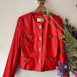 1980s Vintage Red Leather Jacket