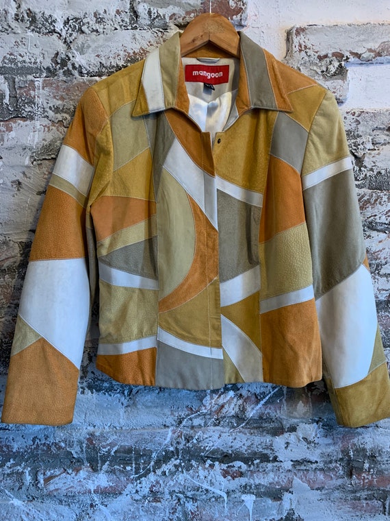 Vintage patchwork leather suède jacket