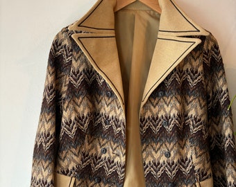 blazer en laine zigzag vintage des années 70