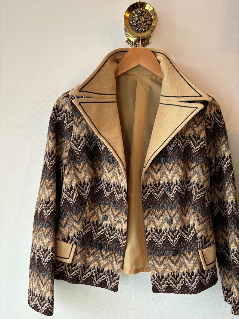 Vintage 70s zigzag wool blazer image 1