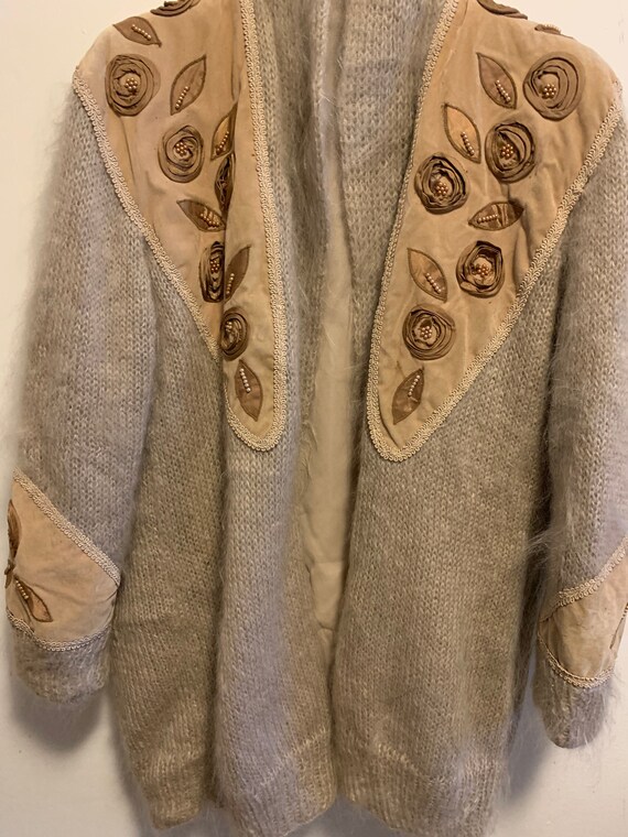 Vintage beige oversized mohair cardigan