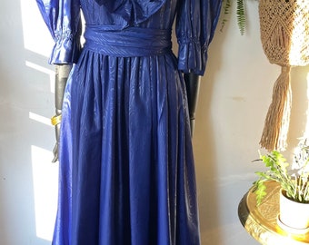 Vintage 80s Handmade ruffle maxi dress