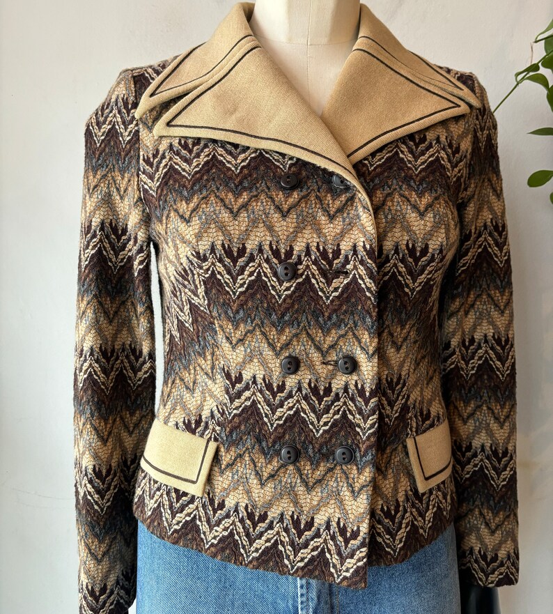 Vintage 70s zigzag wool blazer image 9