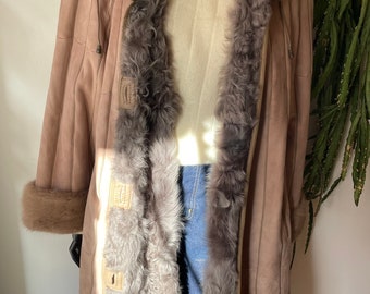 vintage années 1980 daim Cuir peau de mouton Lammycoat