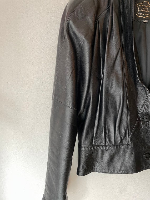 Vintage 1980s black leather jacket - image 7