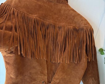 80年代ヴィンテージブラウンスエードフリンジジャケット - Etsy 日本