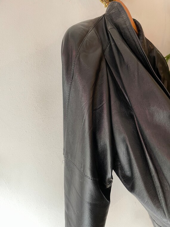 Vintage 1980s black leather jacket - image 4