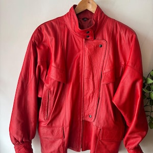 Red 1980s Leather Vintage Jacket