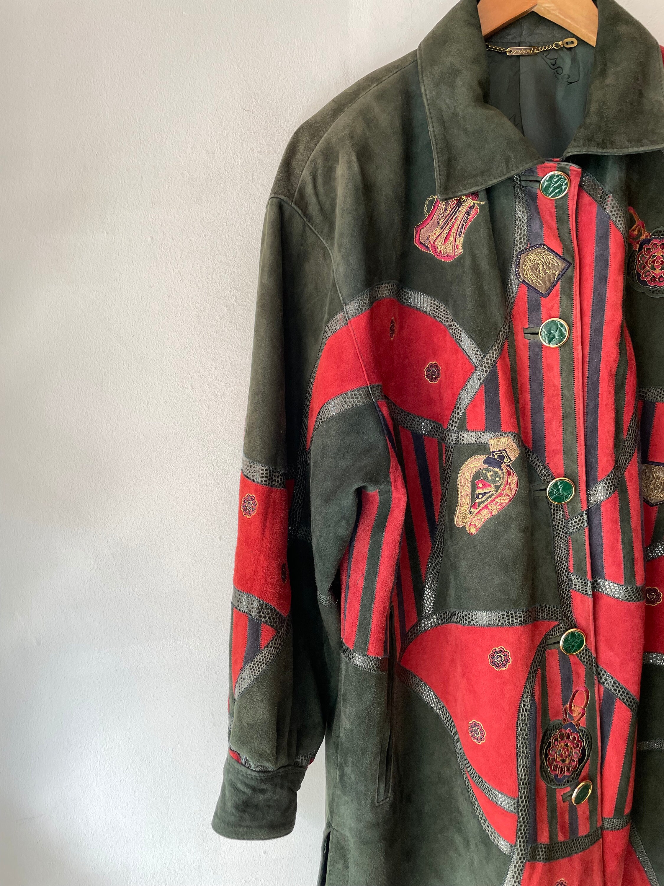 Vintage 80s Zaspel Leather Suede Embroidered Coat - Etsy Vintage 80s Zaspel Leather Suede Embroidered Coat - Etsy