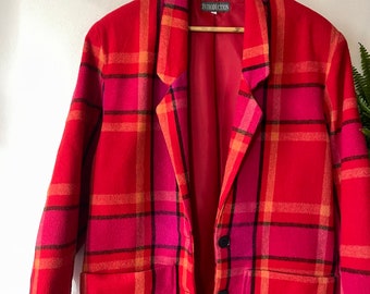 Vintage 80s cashmere mix tartan blazer