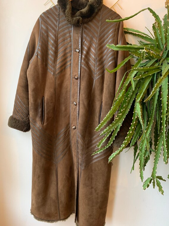 1980s brown suède long coat