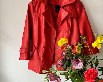 Vintage Red leather statement jacket