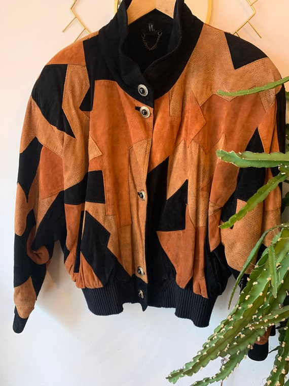 1980s patchwork suede jacket