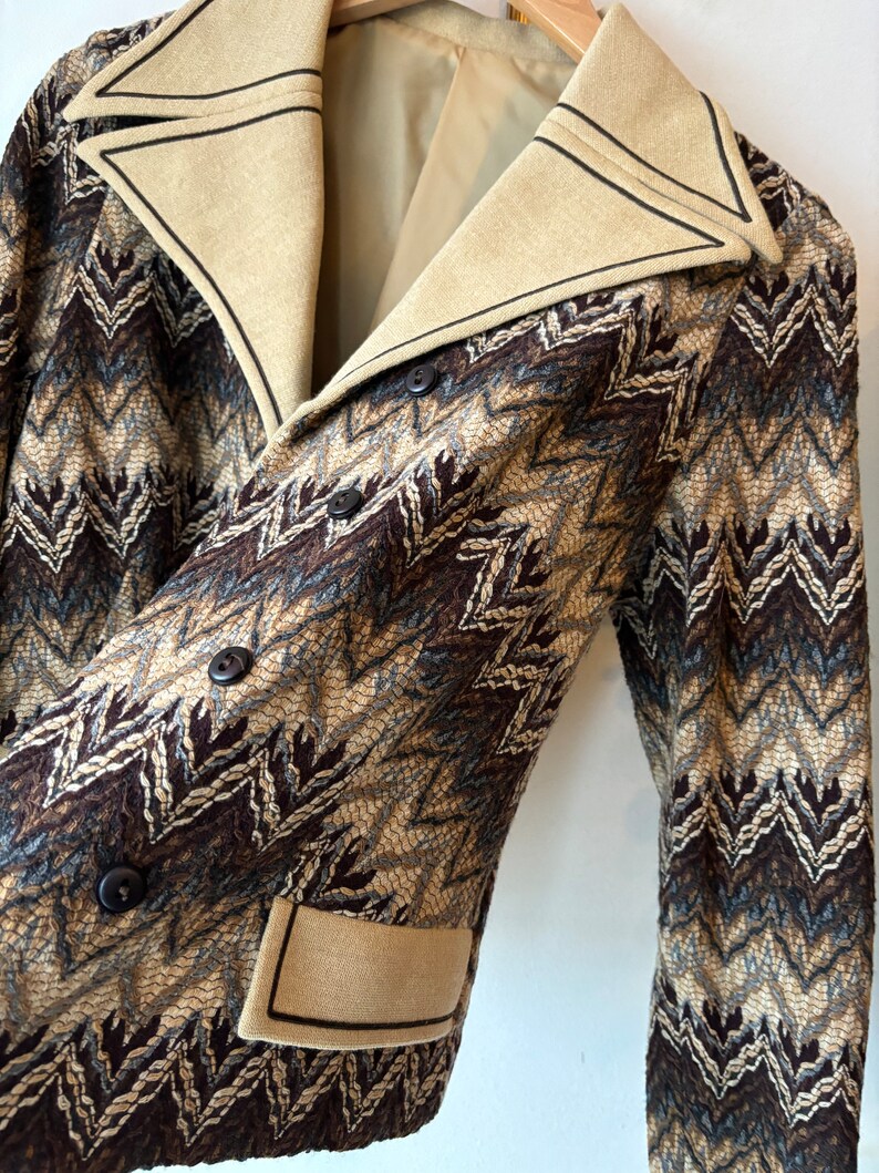 Vintage 70s zigzag wool blazer image 6