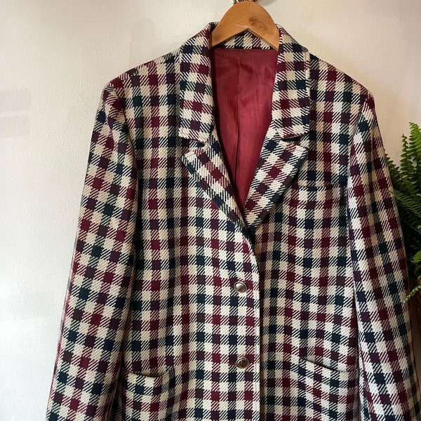 Blazer tartan en laine des années 1980