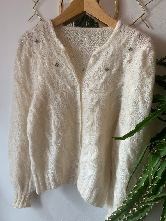 Vintage mohair pearls cardigan