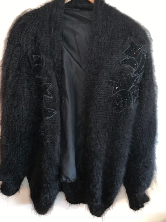 Vintage black embroidered oversized cardigan
