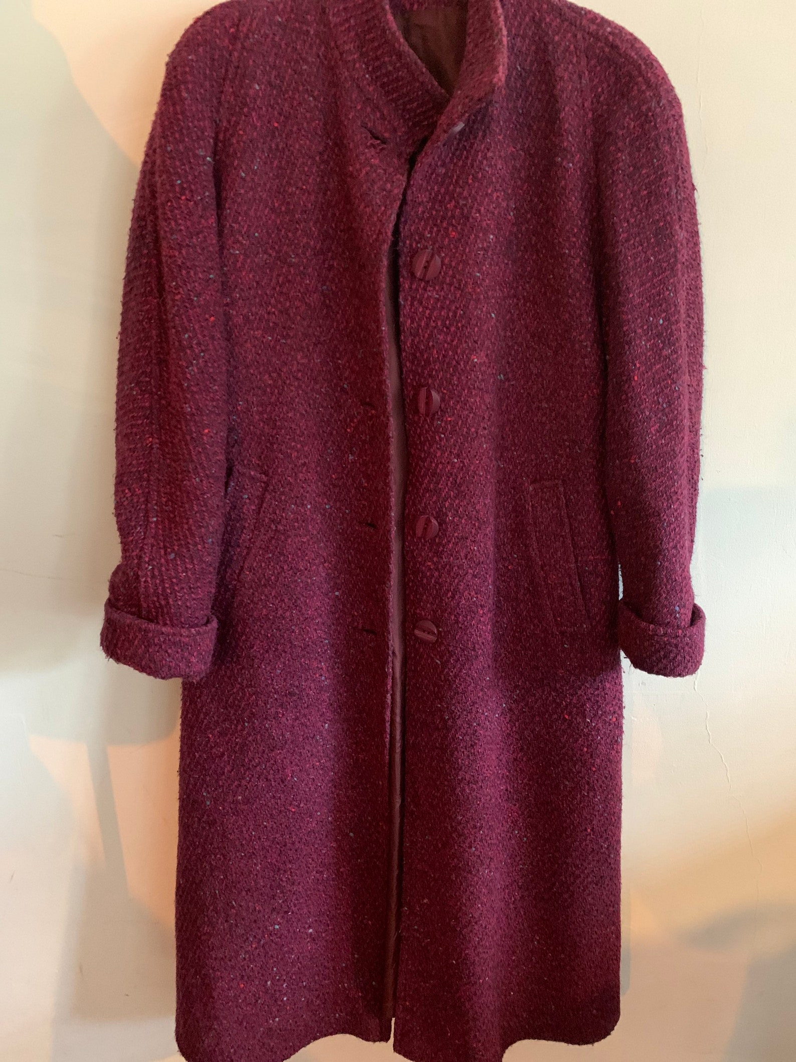 Vintage wool tweed pink coat | Etsy