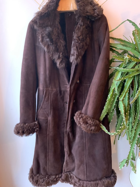 Vintage dark Brown afghan 1970s coat