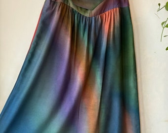 jupe arc-en-ciel tie-dye vintage avec poches