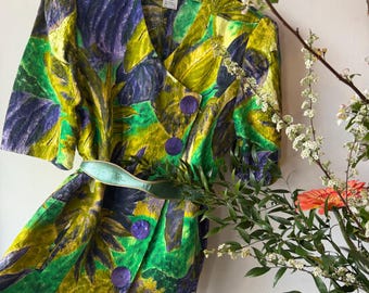 Blazer vintage anni '80 in stile boho chic con cintura