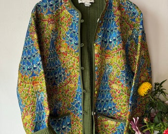 veste en coton réversible Peacock vintage