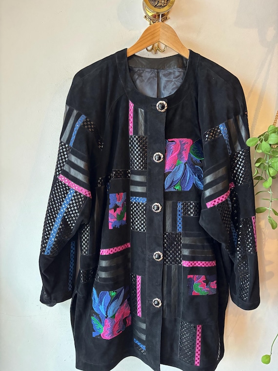 Vintage 80s Embroidered Leather Suede Zaspel Jacket - Etsy