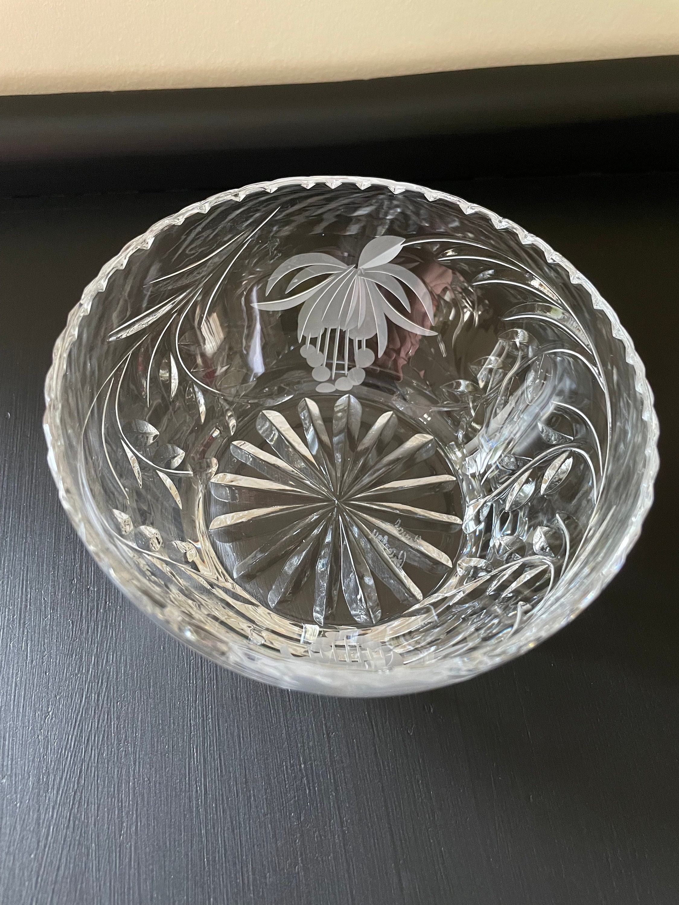 Royal Brierley cut crystal Fuchsia glass bowl English lead Etsy