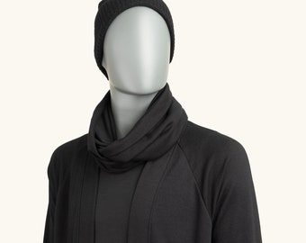 Unisexe Black Scarf, foulard d’hiver, foulard noir LOOP d’hiver