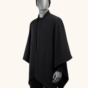 Cape noire, Manteau d'hiver, Pardessus noir, Manteau noir, Poncho noir Manteau cape image 2