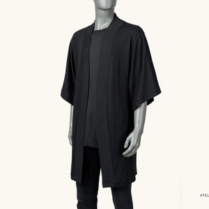 Kimono Negro Unisex Tallas hasta 2XL/3XL Black Kimono Unisex Kimono Cardigan Kimono Robe Handmade in Berlin imagen 1