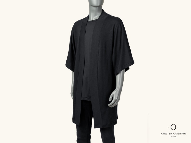 Kimono Negro Unisex Tallas hasta 2XL/3XL Black Kimono Unisex Kimono Cardigan Kimono Robe Handmade in Berlin imagen 1