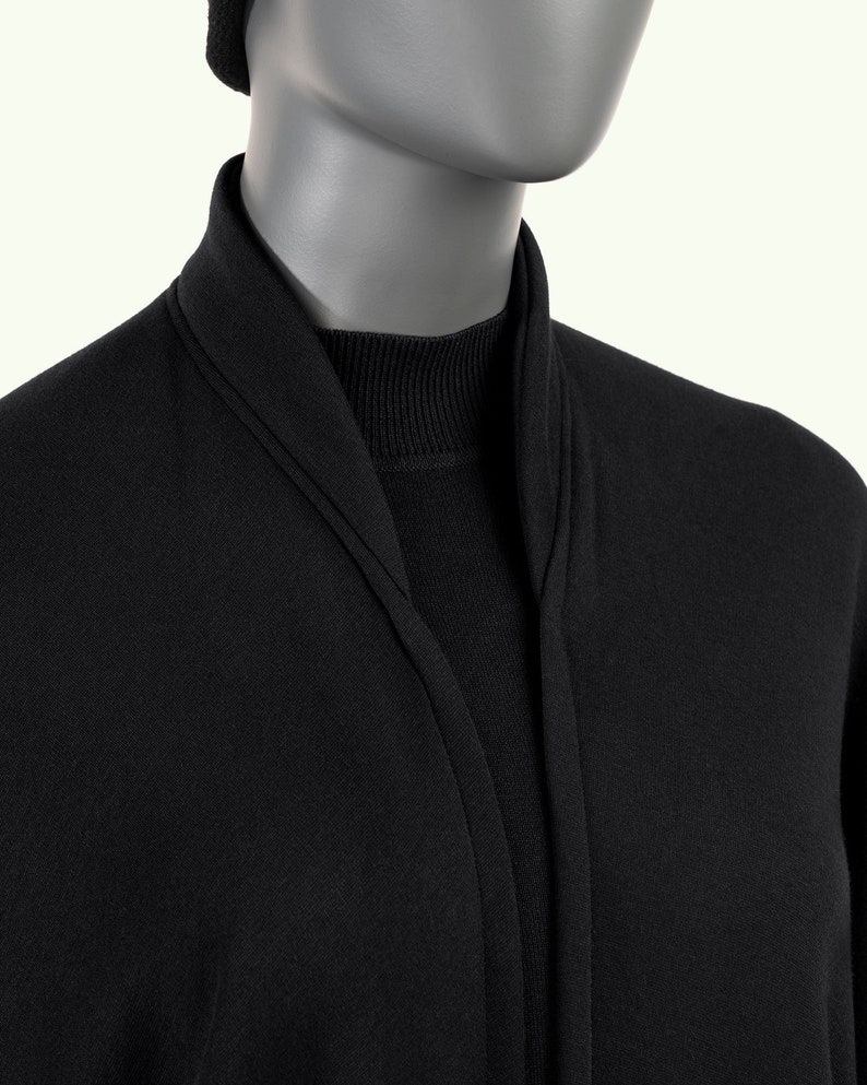 Cape noire, Manteau d'hiver, Pardessus noir, Manteau noir, Poncho noir Manteau cape image 7