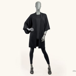 Black Kimono II Size up to 2XL/3XL Black Haori Jacket Kimono Cardigan Kimono Robe zdjęcie 5