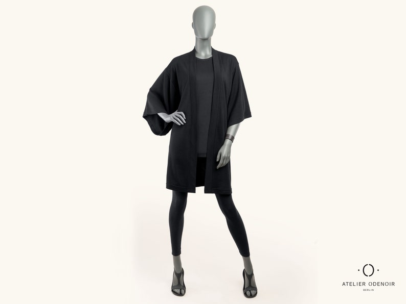 Black Kimono II Size up to 2XL/3XL Black Haori Jacket Kimono Cardigan Kimono Robe image 5