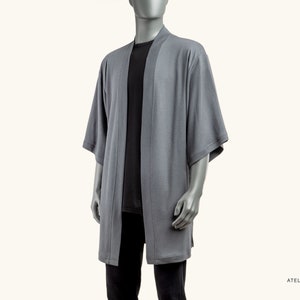 Haori Jacket. Grey Japanese Kimono style jacket for men and women. Gender fluid kimono cardigan. Oversized women and mens Kimono robe.