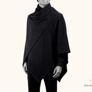 Black Cape, Winter Coat, Black Overcoat, Black coat, Black Poncho - Cape Coat