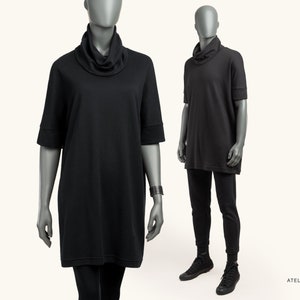 Black Turtleneck tunic. Gender fluid Clothing handmade in Berlin. (tunic34black)