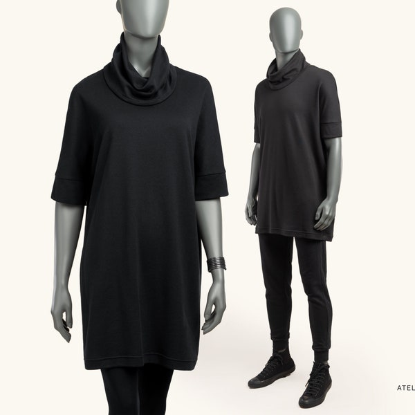 Black Turtleneck tunic. Gender fluid Clothing handmade in Berlin. (tunic34black)