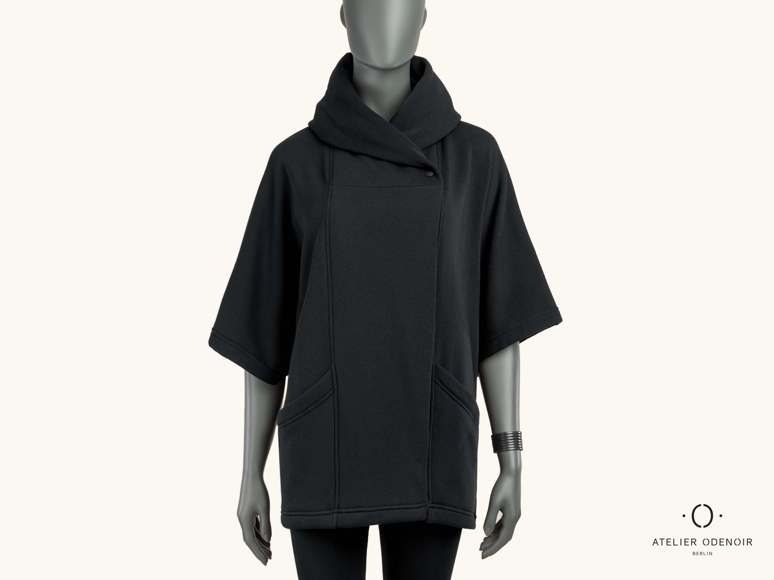 Black Kimono Jacket . Black Hanten Jacket With Hood. Haori Jacket 