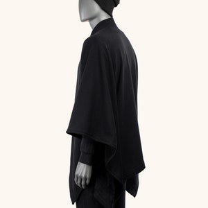 Cape noire, Manteau d'hiver, Pardessus noir, Manteau noir, Poncho noir Manteau cape image 8