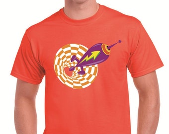 Retro Purple rocket cotton T-shirt