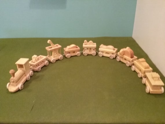 wooden animal train