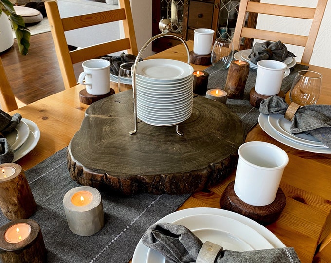 Rustic Lazy Susan Table Centerpiece Made From Our Fallen Trees Etsy