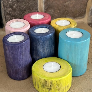Tea Light Candle Holders from our bright and bold collection made from our fallen branches