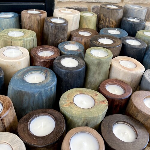 Birch Tea Light Candle Holder Etsy