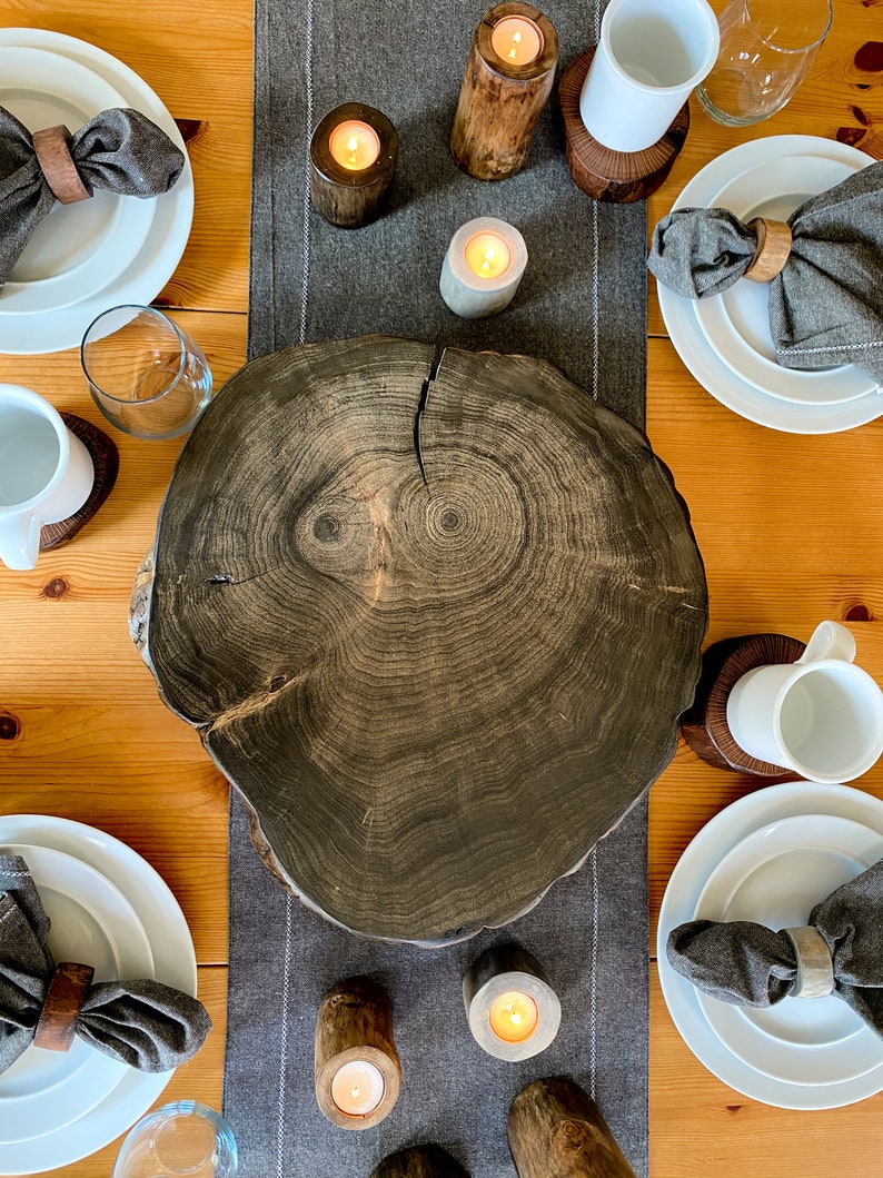 Rustic Lazy Susan Table Centerpiece Made From Our Fallen Trees Etsy